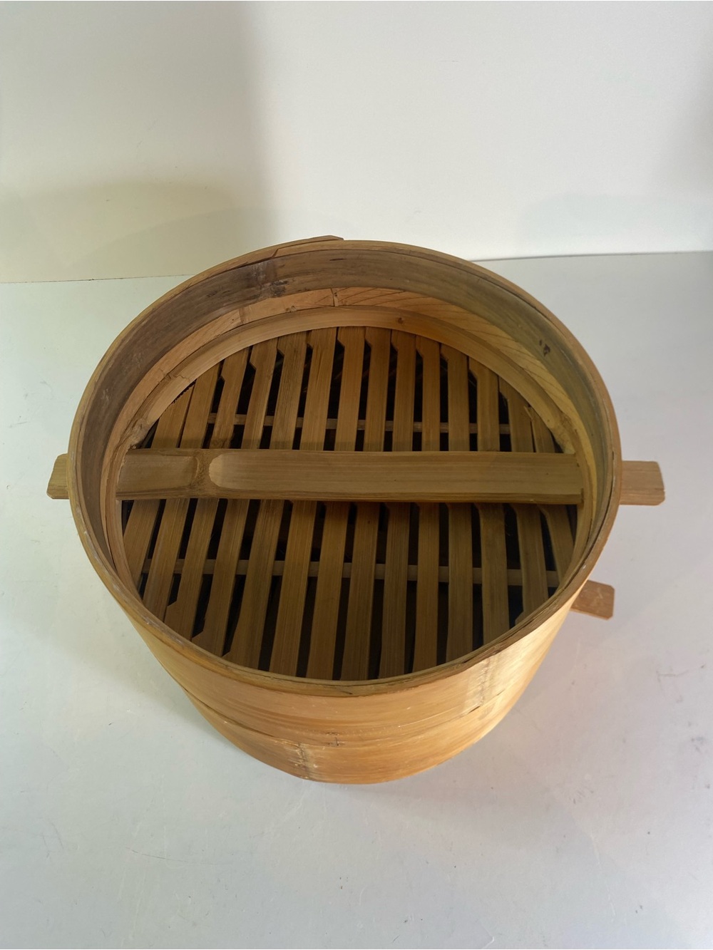 Vintage Covered 2-Tier Bamboo Steamer Basket With Handles 9” Diameter - Picture 9 of 12